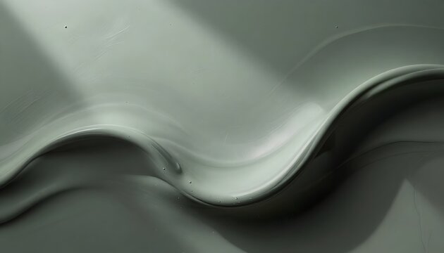 Abstract sage green fluid flows smoothly, creating elegant waves in this macro texture shot.