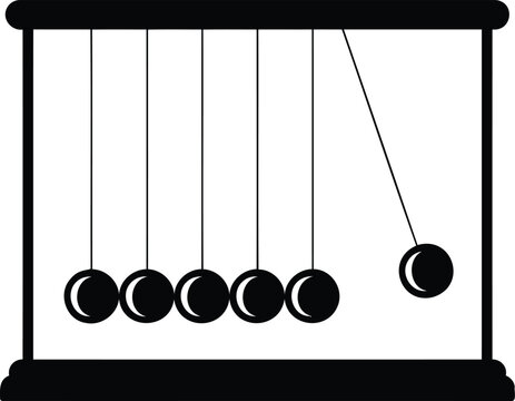 Newtons cradle with swinging pendulum balls on strings  physics demonstration model