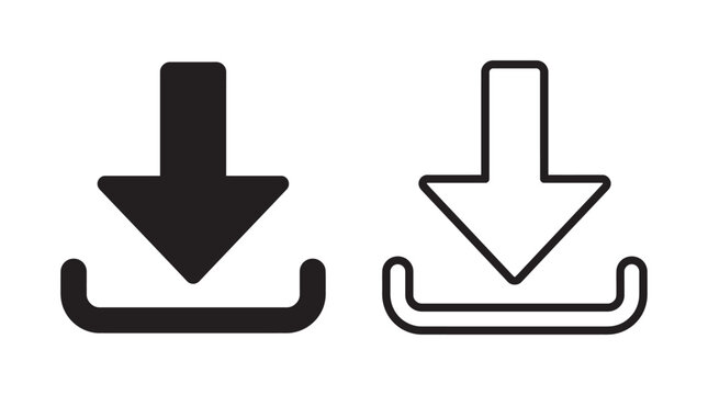 Download arrow with curved base silhouette downloading
