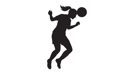 Obraz premium Female Soccer Player Heading Ball Black Silhouette