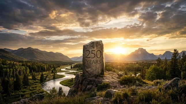 Honoring two and a half centuries of american liberty with a picturesque sunset view featuring a historic monument