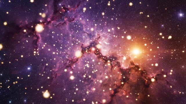 Dynamic Cosmic Nebula with Glowing Stars and Interstellar Dust Clouds in Deep Space