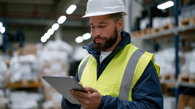 Supply chain firmware integrity verification engineer scanning QR-coded hardware components against secure procurement database in corporate receiving facility, tablet displaying vendor trust score 