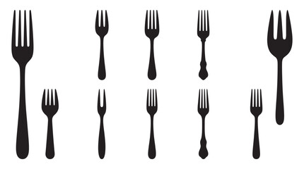 Assorted Fork Silhouettes Against A White Background Silhouette © MDSHANTO