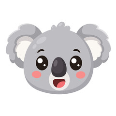 Fototapeta premium Cute Smiling Koala Face Cartoon Icon with Kawaii Expression