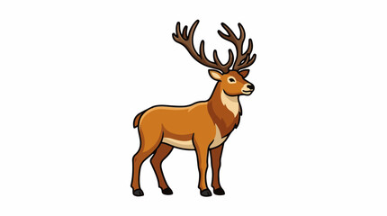 Fototapeta premium A cartoon illustration of a deer with large antlers and brown fur (2)