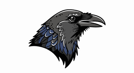 Obraz premium Vector illustration of a raven head profile