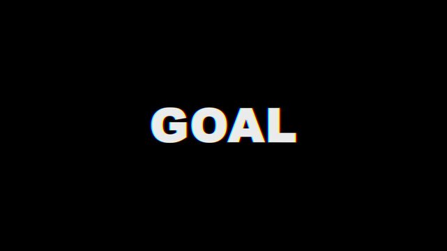 Animated glitch text effect goal concept the word appears in a column