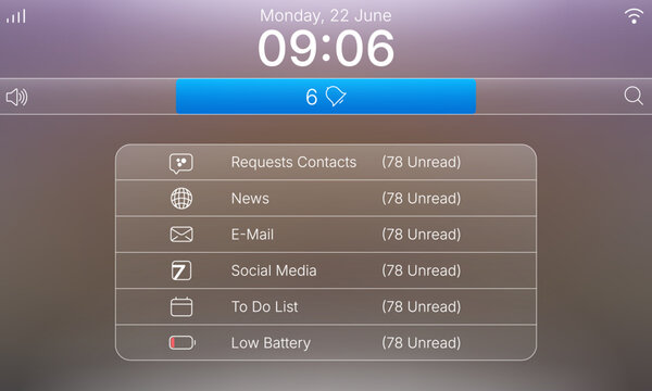 Tablet operating system notification center user interface with menu list