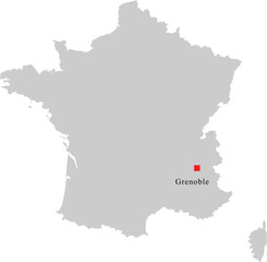 Obraz premium Grenoble City Location on Map of France