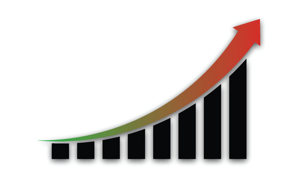 Up and down graph chart vector icon set. growth increase and decrease sign. economy rise and decline symbol. Increase decrease icon set. Green up and red down  arrow graph icon vector set.
