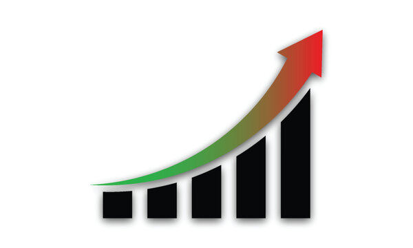Up and down graph chart vector icon set. growth increase and decrease sign. economy rise and decline symbol. Increase decrease icon set. Green up and red down  arrow graph icon vector set.