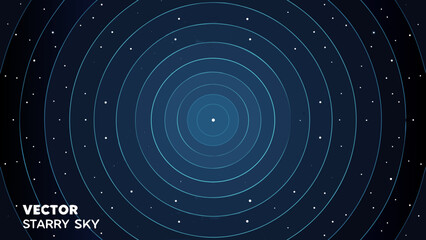 Concentric circle pattern with scattered dots against a dark blue background vector illustration abstract astral astronomy celestial © MINA