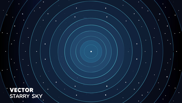Concentric circle pattern with scattered dots against a dark blue background vector illustration abstract astral astronomy celestial