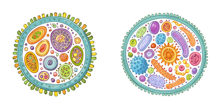 Microscopic Organisms Collection Set Artistic Representation