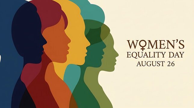 Women's equality day august 26 multicolored side profiles silhouette graphic