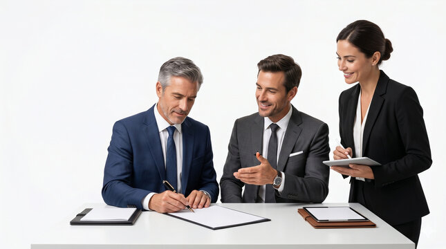 Corporate decision makers finalizing terms
