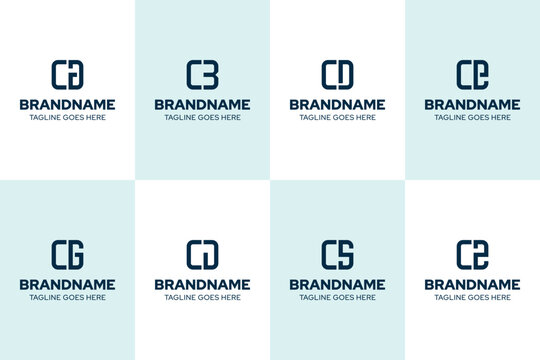 Letters CA CB CD CE CG CJ CS CZ Monogram Logo Set, for AC BC DC EC GC JC SC ZC Initials Brand