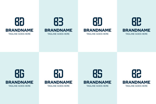 Letters BA BB BD BE BG BJ BS BZ Monogram Logo Set, for AB BB DB EB GB JB SB ZB Initials Brand