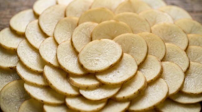 seamless potato slices arranged exquisite textures soft lighting
