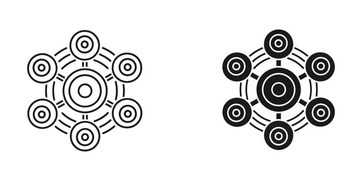 Network connection hub set representing data communication and centralized connectivity in modern digital systems
