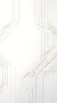 Abstract white background with geometric circuit board lines pattern, minimalist tech design, futuristic digital texture, 3d render style, isolated on white background uiux background