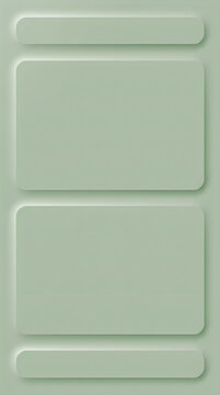 Minimalist sage green background with soft rounded rectangular frames and 3d neumorphic effect, abstract geometric template for ui design, social media post, or presentation slides uiux background