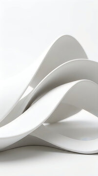 Abstract white sculpture with flowing organic curves and smooth surfaces isolated on white background uiux background