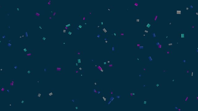 Confetti falls slowly in dark background with colorful pieces floating down
