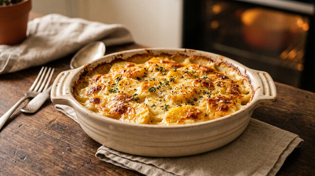 Potato gratin, French classic dish