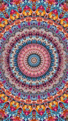 Obraz premium Colorful mandala design with pink center.