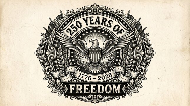 250 Years of American Freedom Vintage Eagle Engraving 1776&ndash;2026