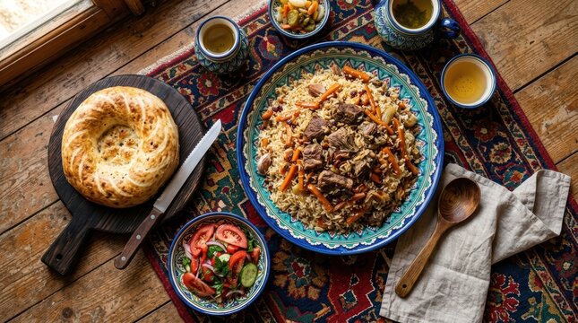 Feast of middle eastern cuisine on a table