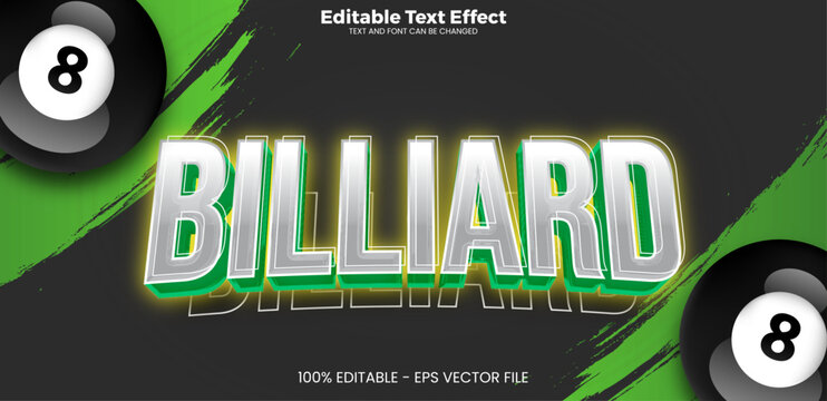 Billiard editable text effect in modern trend style
