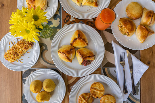 Brazilian salgados - Savory Pastries and Snacks on Table