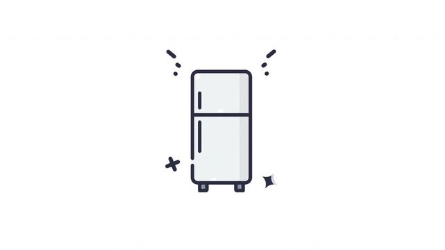 Clean white kitchen refrigerator icon suitable for kitchen blogs, home decor websites, or cooking apps with minimalist design aesthetic.