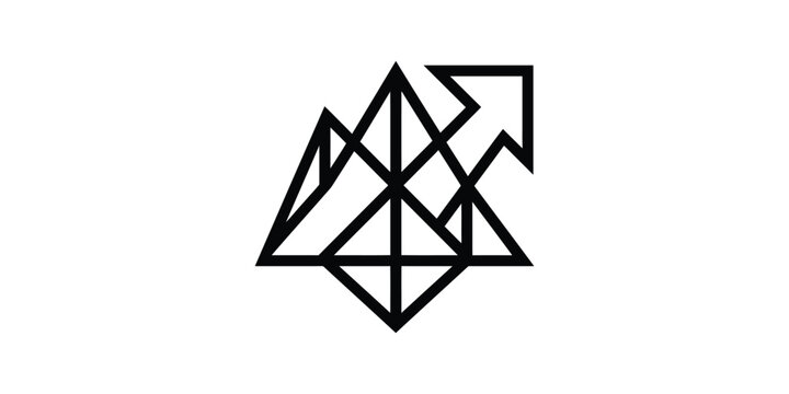 Abstract business growth arrow with geometric triangle shapes.