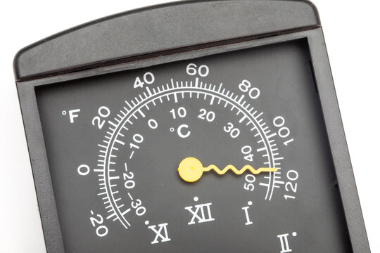Weather Thermometer Showing 45 Degrees Celsius Extreme Heat Isolated On White Background