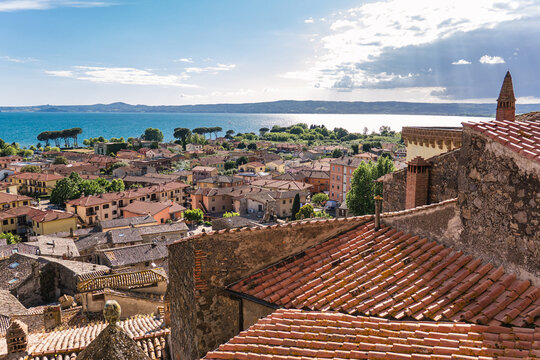 Bolsena, Viterbo, Italy - Aerial View of The Medieval Town and Lake from the Castle