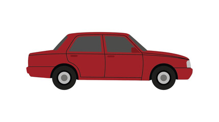 Fototapeta premium Red sedan car illustration on a white background