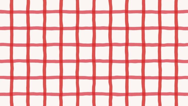手描きの赤いチェック柄の背景アニメーション　