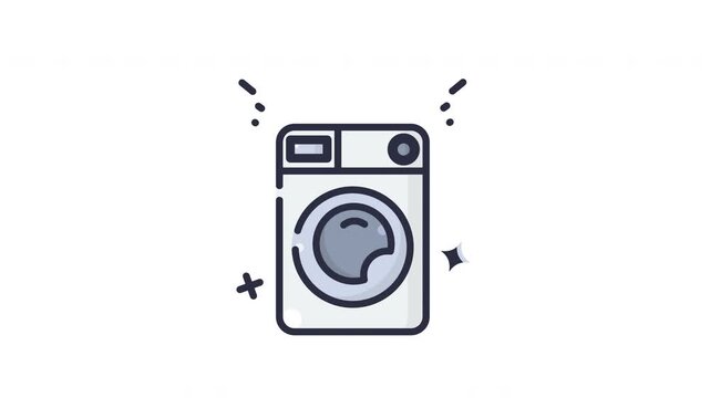 White washing machine icon for laundry appliance designs. Suitable for home appliance graphics, household product catalogs, and cleaning product labels.