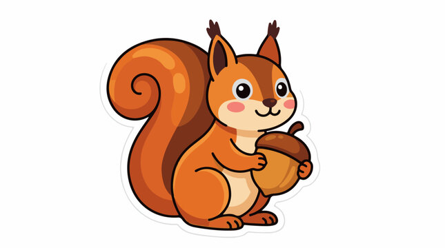 A cute cartoon squirrel holding an acorn (1)