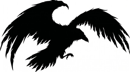 Obraz premium Black eagle silhouette, bird icon, wildlife symbol, graphic illustration