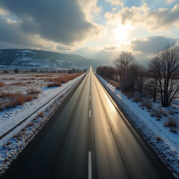 Open Highway Across Scenic Landscape Under Dramatic Sky