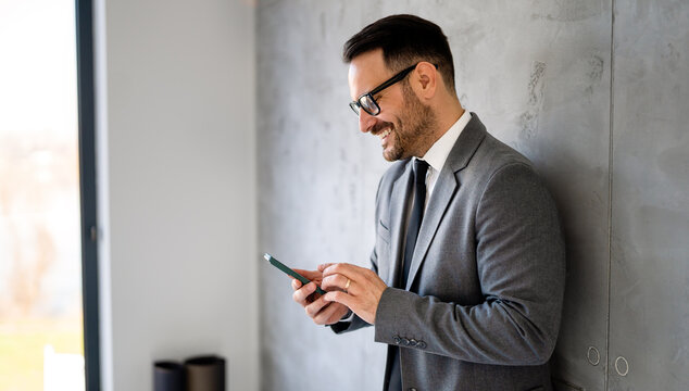 A confident businessman leads in corporate culture, business growth, and global finance