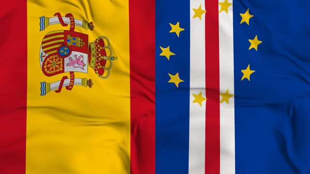 Spain v Cabo-verde flag animation seamless loop. 4k Resolution