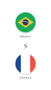 Brasil brazil vs France Minimalist Football Matchup Story Template with Circular National Flags and Versus Symbol, Vertical Sports Competition Banner Design for Social Media and News Content