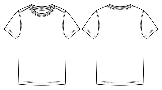 Children's T-shirt flat apparel illustration sizes 2T to 10 graded technical CAD
