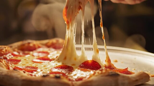 Enjoying a fresh pepperoni pizza in a cozy kitchen
